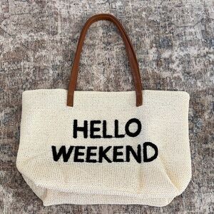 Hello Weekend Cream Tote Bag